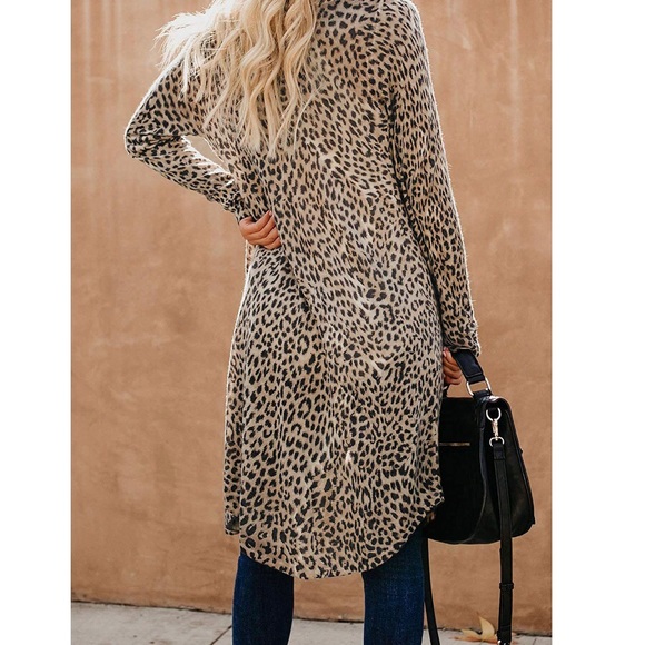 NWT Long Sleeve Leopard Print Open Front Cardigan - Picture 4 of 4